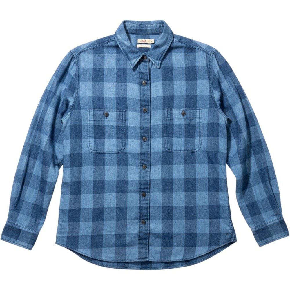 Faherty Brand Authentic Natural Indigo Blue Buffalo Plaid Button Down Shirt M